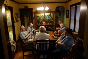 More people arrive as we move inside.